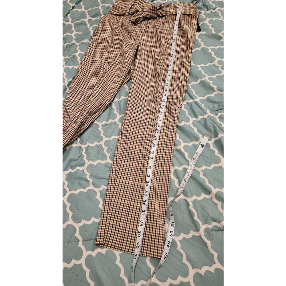 Worthington Size 10 Plaid Paperbag Waist Pants Tie Belt Work Career NWT - Picture 8 of 11